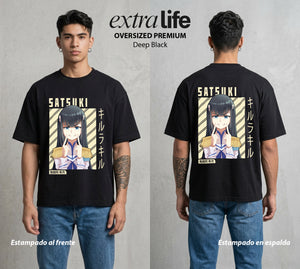 Las Agujas del Destino | El Ojo del Destino #03939 - Playera Oversized Premium | Deep Black - Foto en modelo