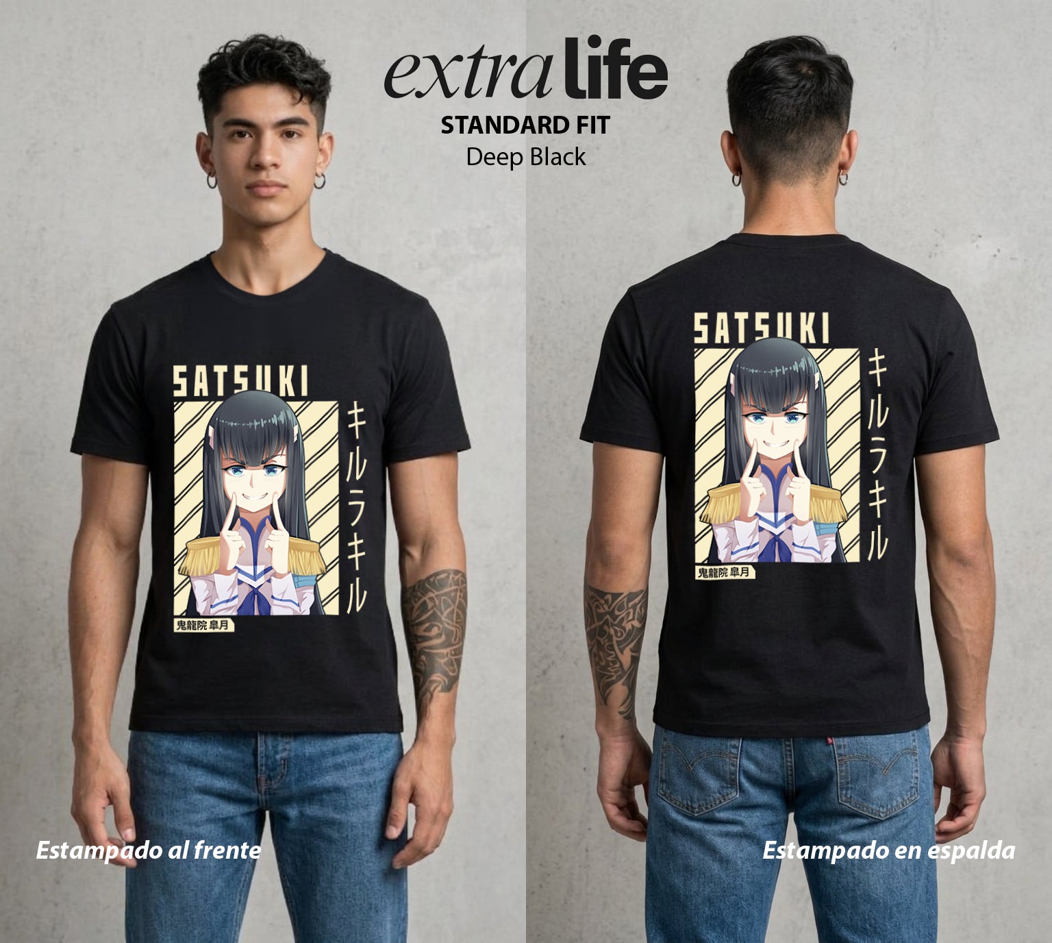 Las Agujas del Destino | El Ojo del Destino #03939 - Playera Standard Fit | Deep Black - Foto en modelo