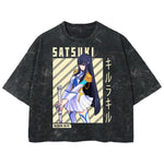 Playera streetwear premium de anime y gaming ExtraLife MX, corte boxy deluxe mineral wash heavyweight en color Acid Wash, moda urbana mexicana de culto.