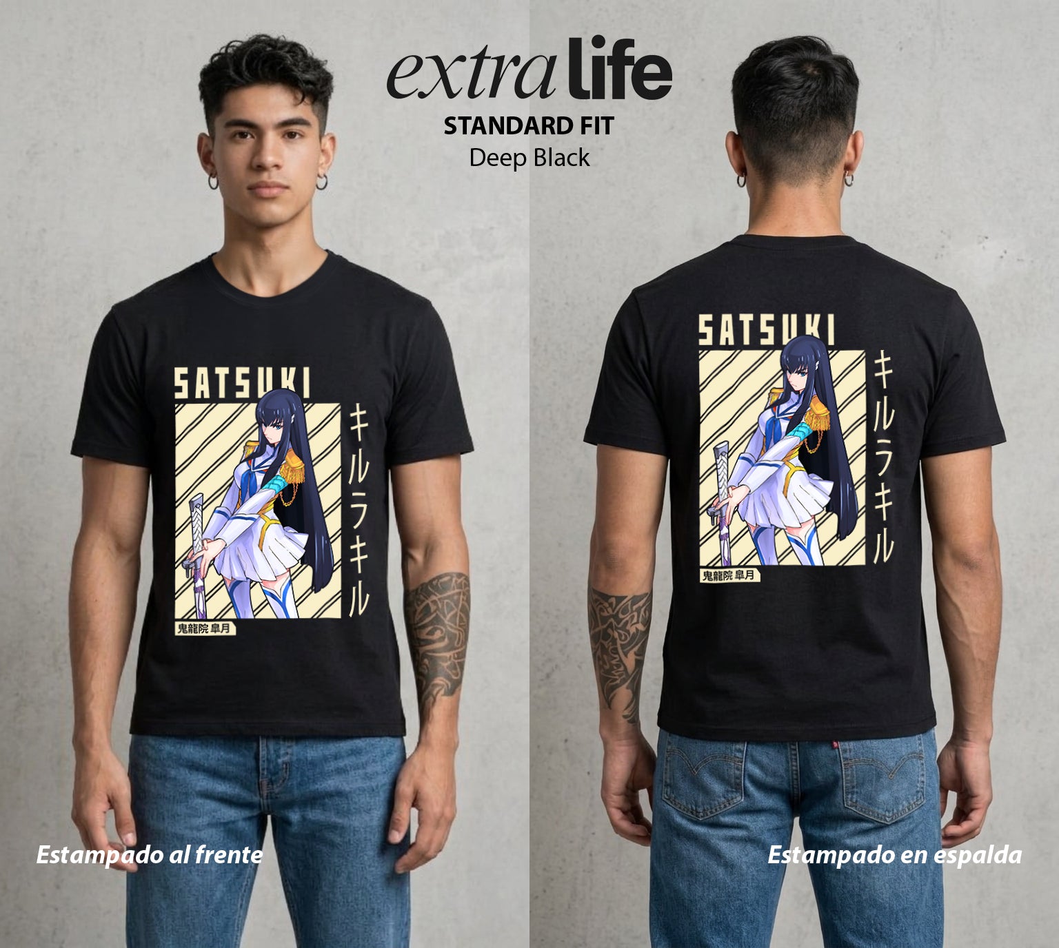 Las Agujas del Destino | La Cima del Orden #03940 - Playera Standard Fit | Deep Black - Foto en modelo