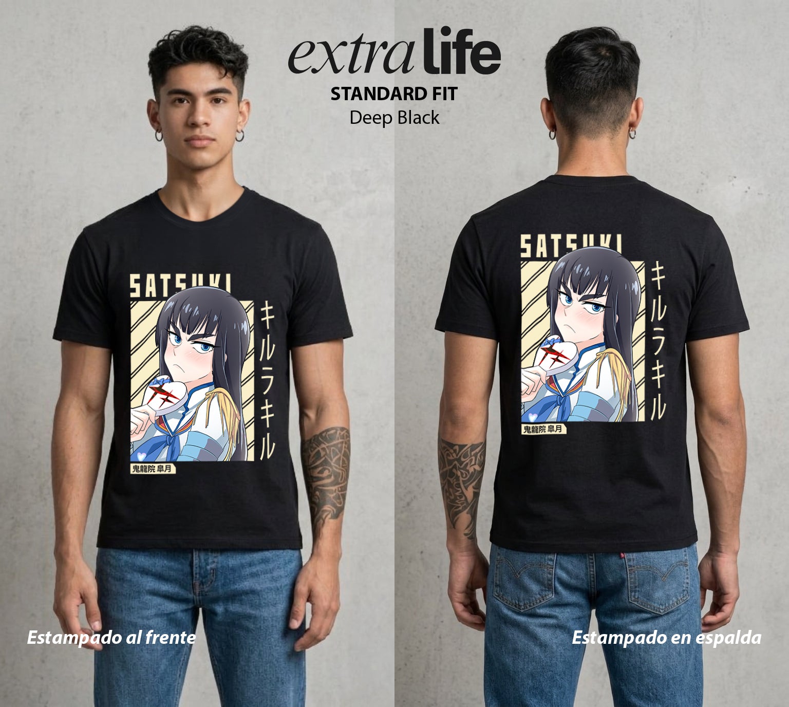 Las Agujas del Destino | El Frio del Mando #03941 - Playera Standard Fit | Deep Black - Foto en modelo