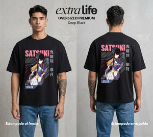 Las Agujas del Destino | La Presidenta del Poder #03942 - Playera Oversized Premium | Deep Black - Foto en modelo