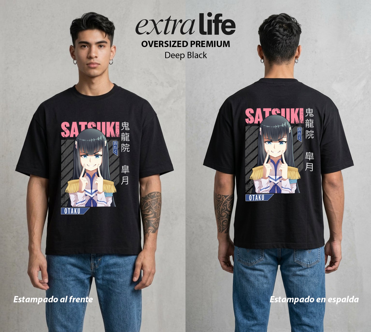 Las Agujas del Destino | El Ojo del Destino #03943 - Playera Oversized Premium | Deep Black - Foto en modelo