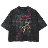 Playera streetwear premium de anime y gaming ExtraLife MX, corte boxy deluxe mineral wash heavyweight en color Acid Wash, moda urbana mexicana de culto.