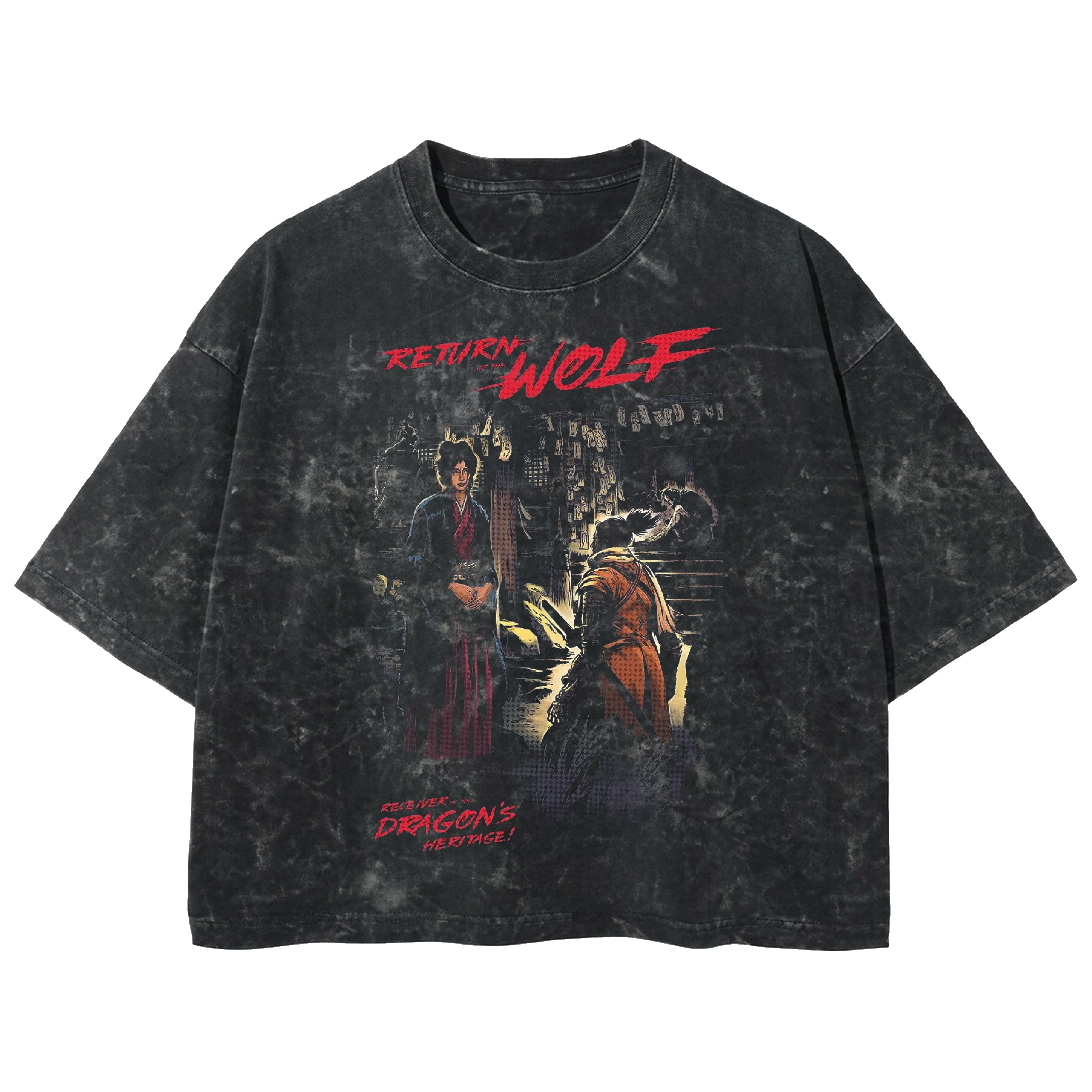 Playera streetwear premium de anime y gaming ExtraLife MX, corte boxy deluxe mineral wash heavyweight en color Acid Wash, moda urbana mexicana de culto.