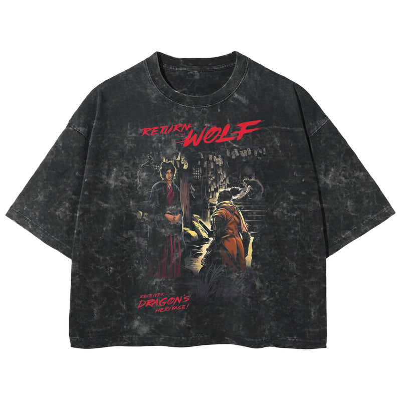 Playera streetwear premium de anime y gaming ExtraLife MX, corte boxy deluxe mineral wash heavyweight en color Acid Wash, moda urbana mexicana de culto.