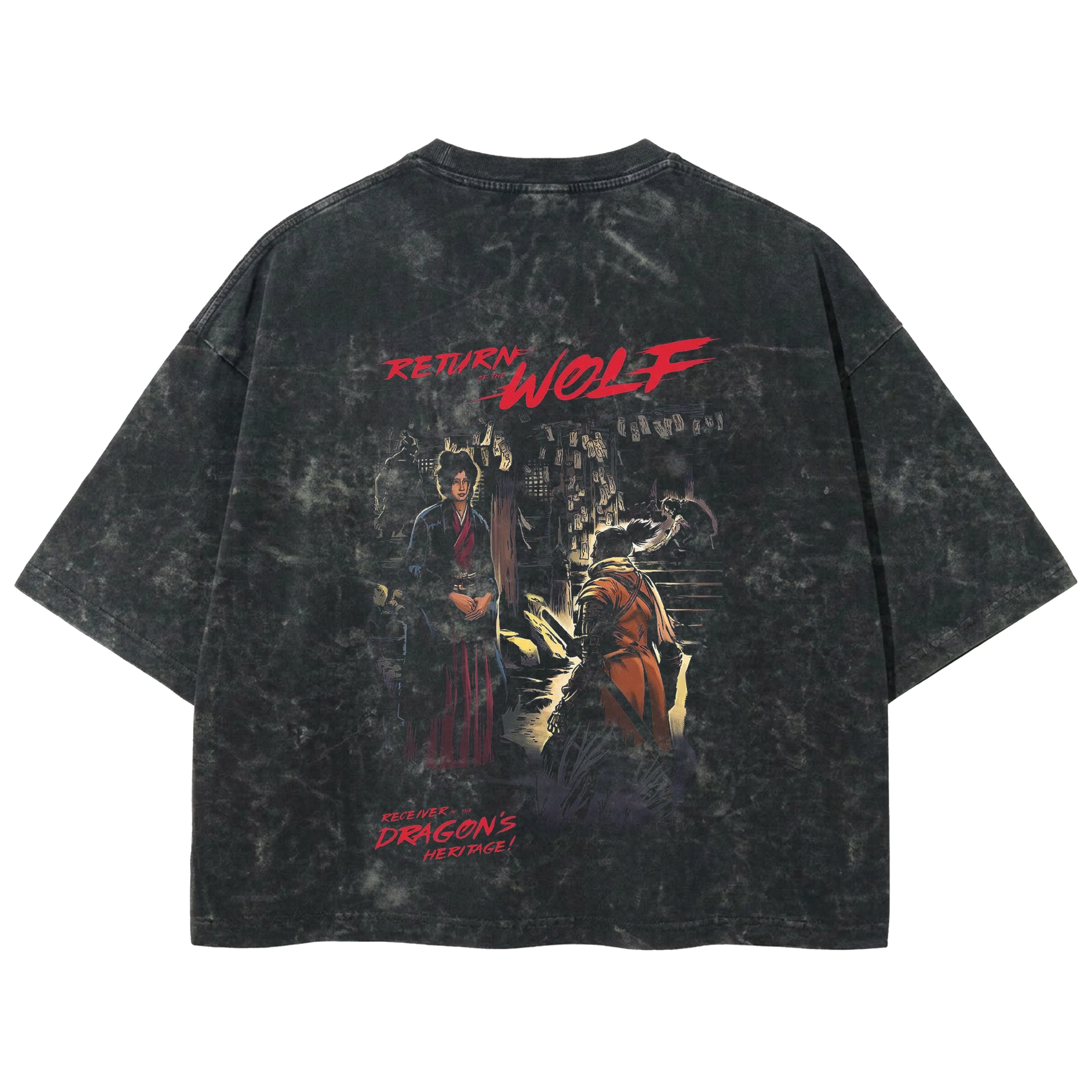 Playera streetwear premium de anime y gaming ExtraLife MX, corte boxy deluxe mineral wash heavyweight en color Acid Wash, moda urbana mexicana de culto.