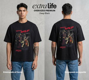 La Hoguera Eterna | La Muerte dos Veces #03946 - Playera Oversized Premium | Deep Black - Foto en modelo