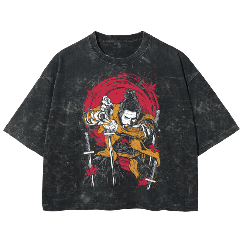 Playera streetwear premium de anime y gaming ExtraLife MX, corte boxy deluxe mineral wash heavyweight en color Acid Wash, moda urbana mexicana de culto.