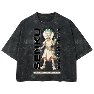 Playera streetwear premium de anime y gaming ExtraLife MX, corte boxy deluxe mineral wash heavyweight en color Acid Wash, moda urbana mexicana de culto.