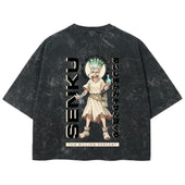 Playera streetwear premium de anime y gaming ExtraLife MX, corte boxy deluxe mineral wash heavyweight en color Acid Wash, moda urbana mexicana de culto.