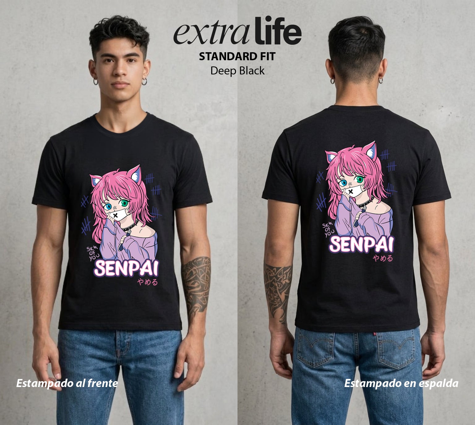 El Sempai Legendario | El Sempai del Bien #03949 - Playera Standard Fit | Deep Black - Foto en modelo