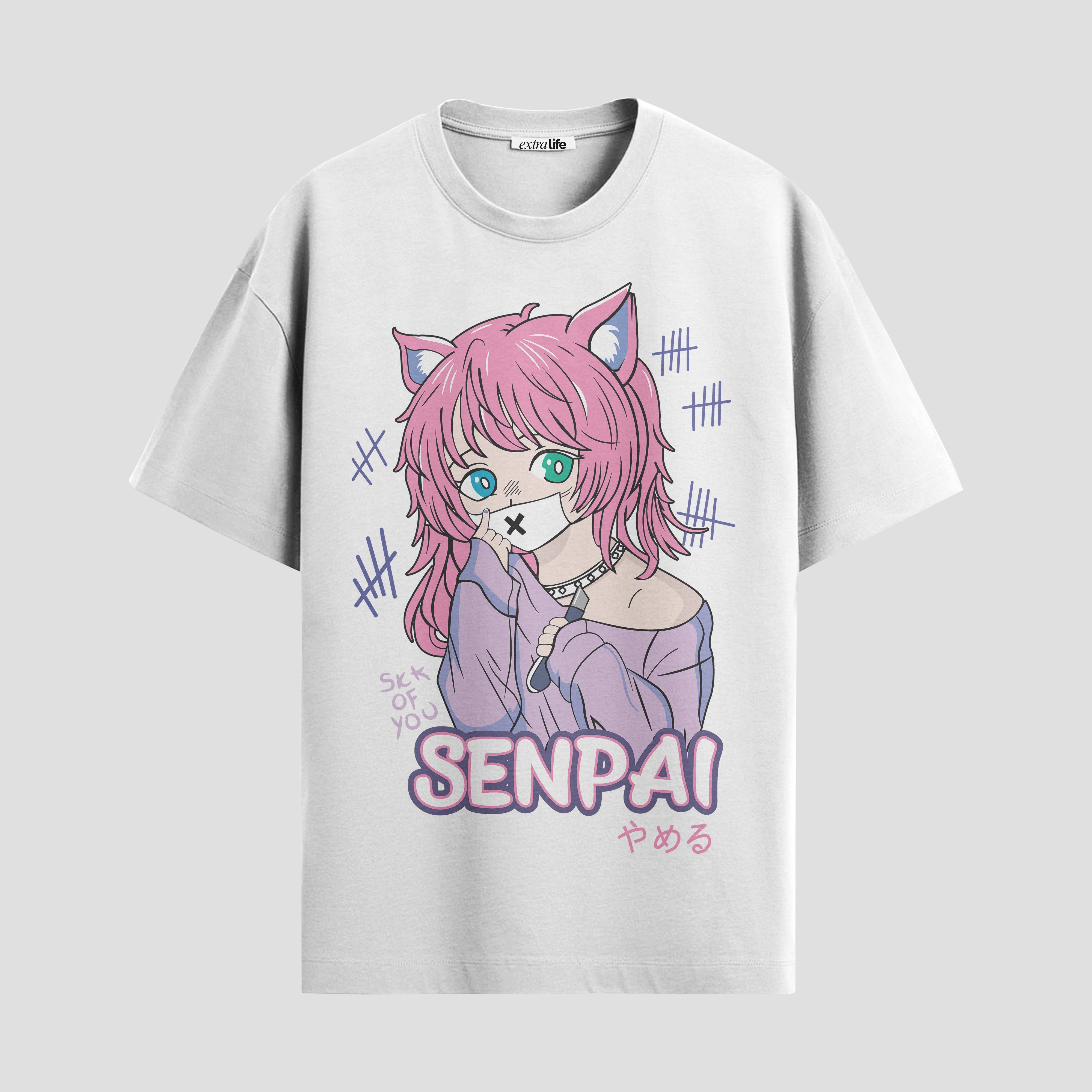 Playera urbana de anime y gaming ExtraLife MX, corte Standard Fit unisex ligero y transpirable en color Deep Black y Pure White, ropa de uso diario para gym y casual.