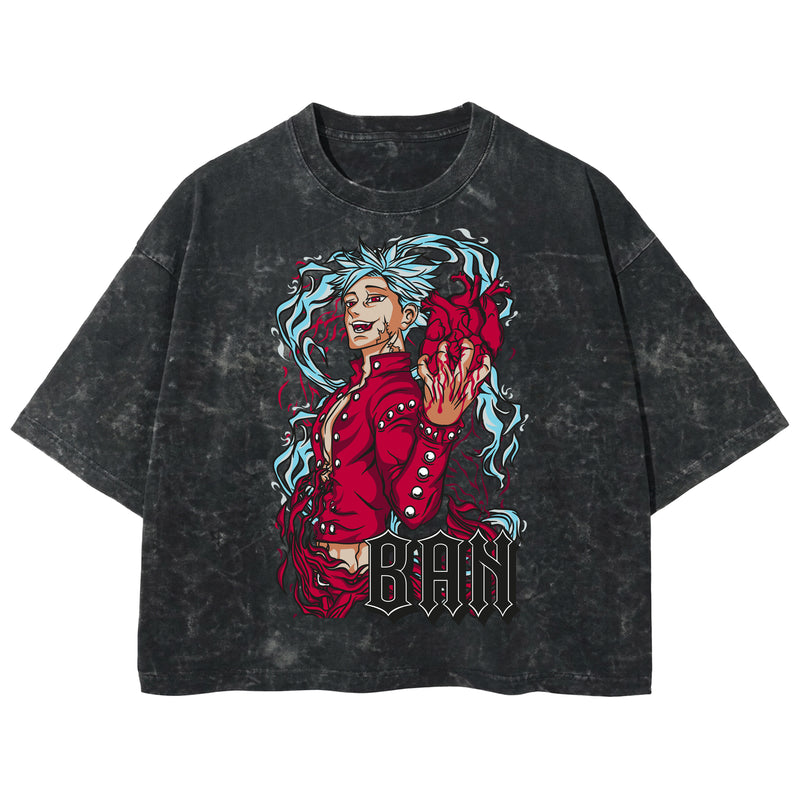 Playera streetwear premium de anime y gaming ExtraLife MX, corte boxy deluxe mineral wash heavyweight en color Acid Wash, moda urbana mexicana de culto.