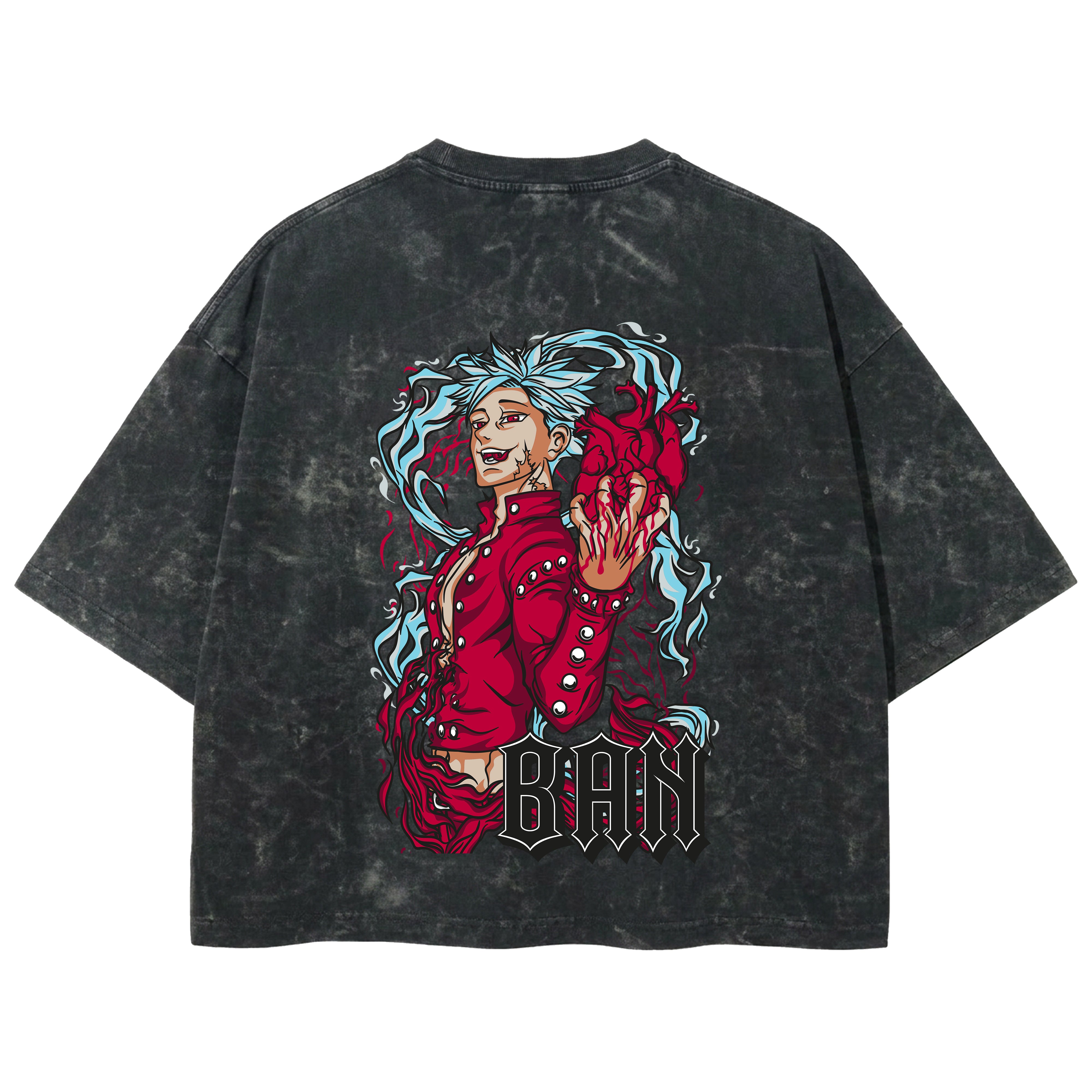 Playera streetwear premium de anime y gaming ExtraLife MX, corte boxy deluxe mineral wash heavyweight en color Acid Wash, moda urbana mexicana de culto.