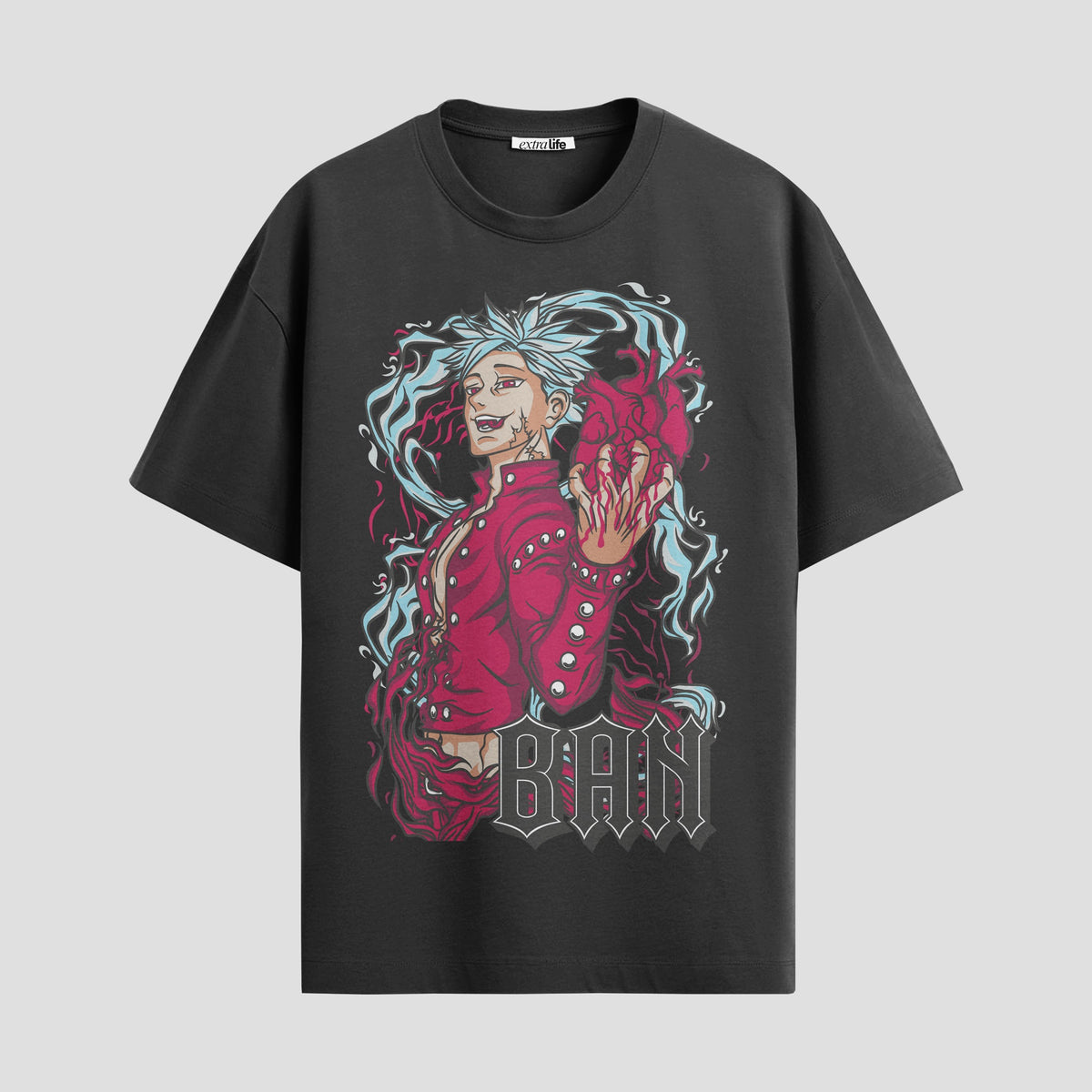 Playera urbana de anime y gaming ExtraLife MX, corte Classic Premium unisex ligero y transpirable en color Deep Black y Pure White, ropa de uso diario para gym y casual.