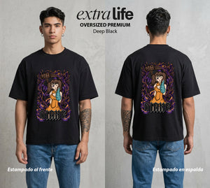Los Siete Pecados | La Gigante del Amor #03952 - Playera Oversized Premium | Deep Black - Foto en modelo