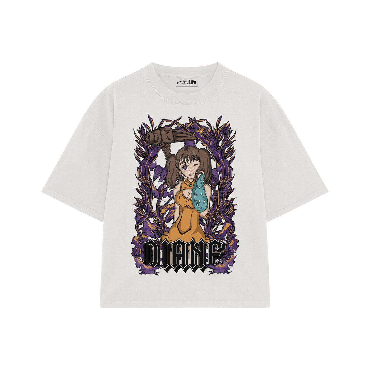 Playera streetwear premium de anime y gaming ExtraLife MX, corte oversized drop shoulder ligero y fresco en color Deep Black y Off-White, moda urbana mexicana de culto.