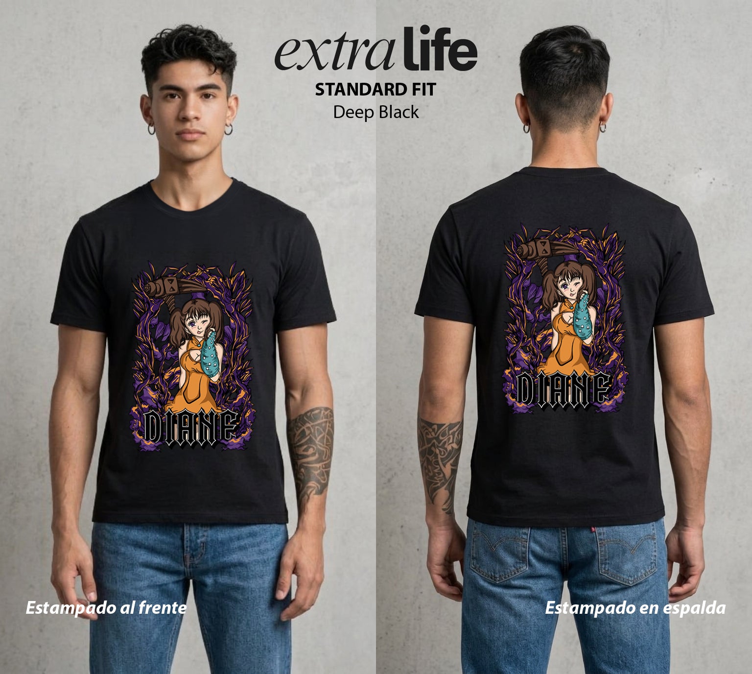 Los Siete Pecados | La Gigante del Amor #03952 - Playera Standard Fit | Deep Black - Foto en modelo