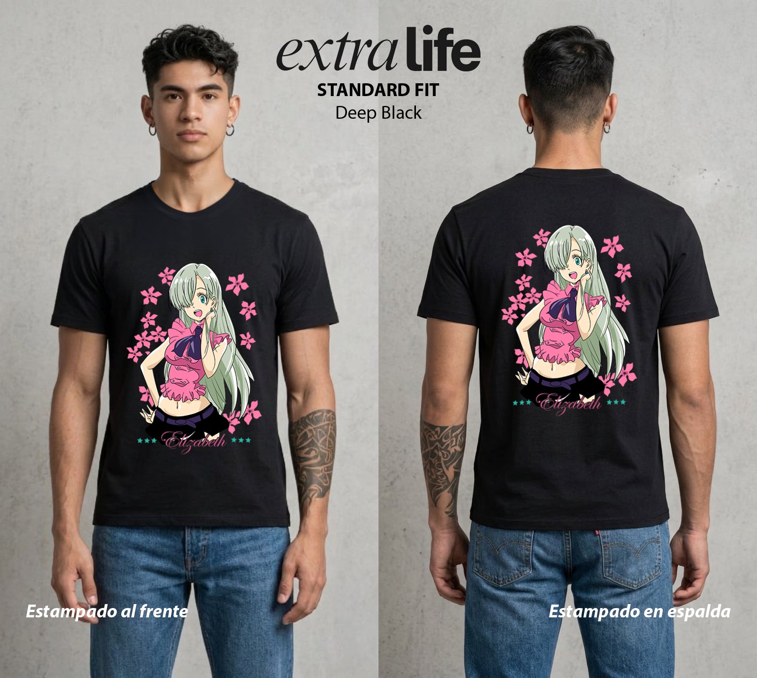 Los Siete Pecados | La Princesa del Bien #03953 - Playera Standard Fit | Deep Black - Foto en modelo