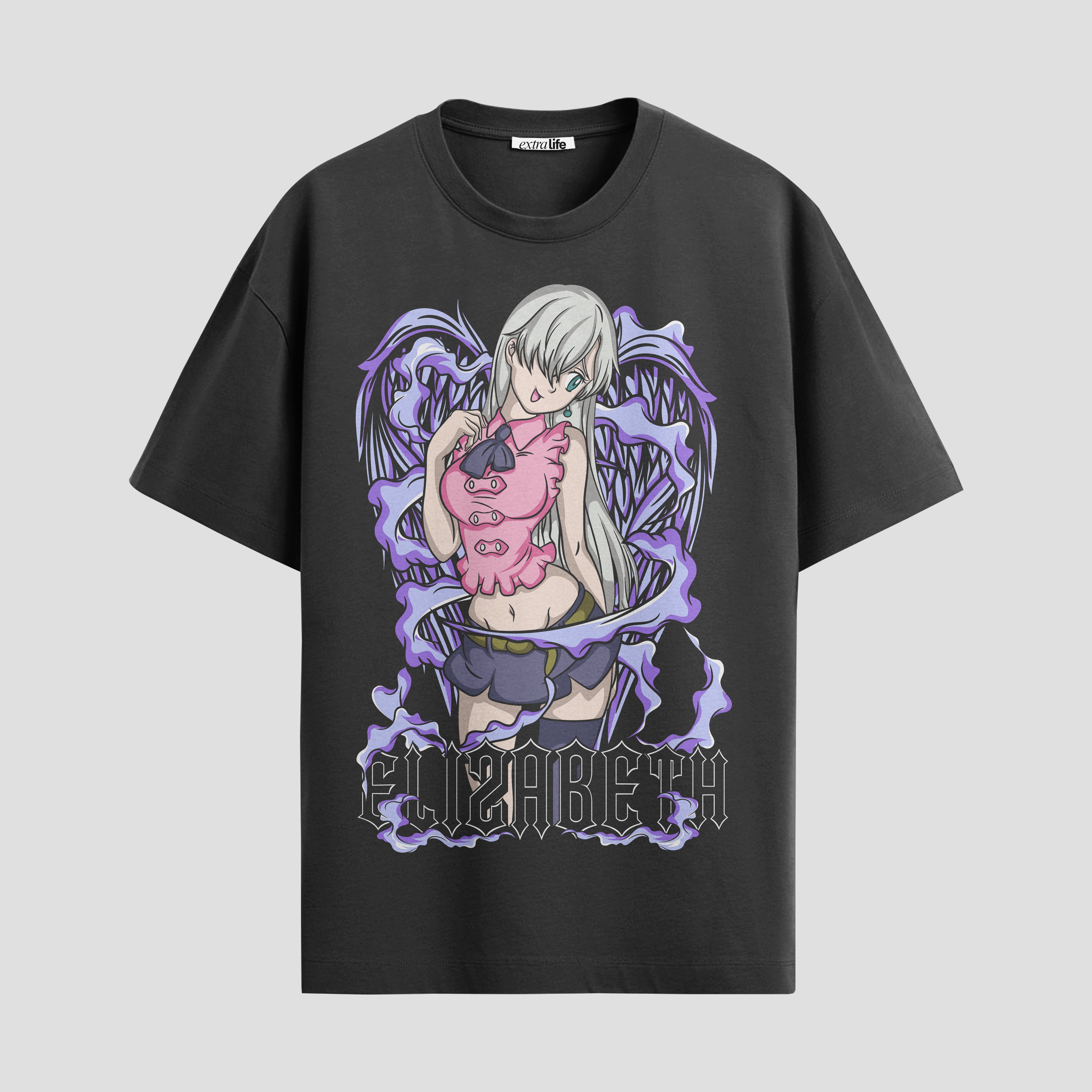 Playera urbana de anime y gaming ExtraLife MX, corte Standard Fit unisex ligero y transpirable en color Deep Black y Pure White, ropa de uso diario para gym y casual.