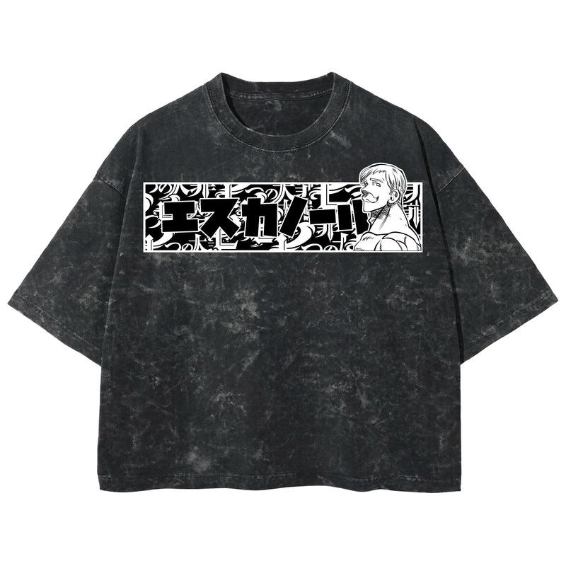 Playera streetwear premium de anime y gaming ExtraLife MX, corte boxy deluxe mineral wash heavyweight en color Acid Wash, moda urbana mexicana de culto.