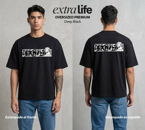 Los Siete Pecados | El Orgullo del Sol #03955 - Playera Oversized Premium | Deep Black - Foto en modelo