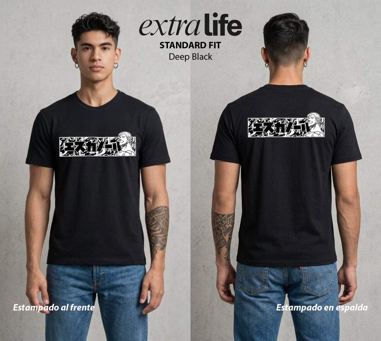 Los Siete Pecados | El Orgullo del Sol #03955 - Playera Standard Fit | Deep Black - Foto en modelo