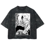 Playera streetwear premium de anime y gaming ExtraLife MX, corte boxy deluxe mineral wash heavyweight en color Acid Wash, moda urbana mexicana de culto.