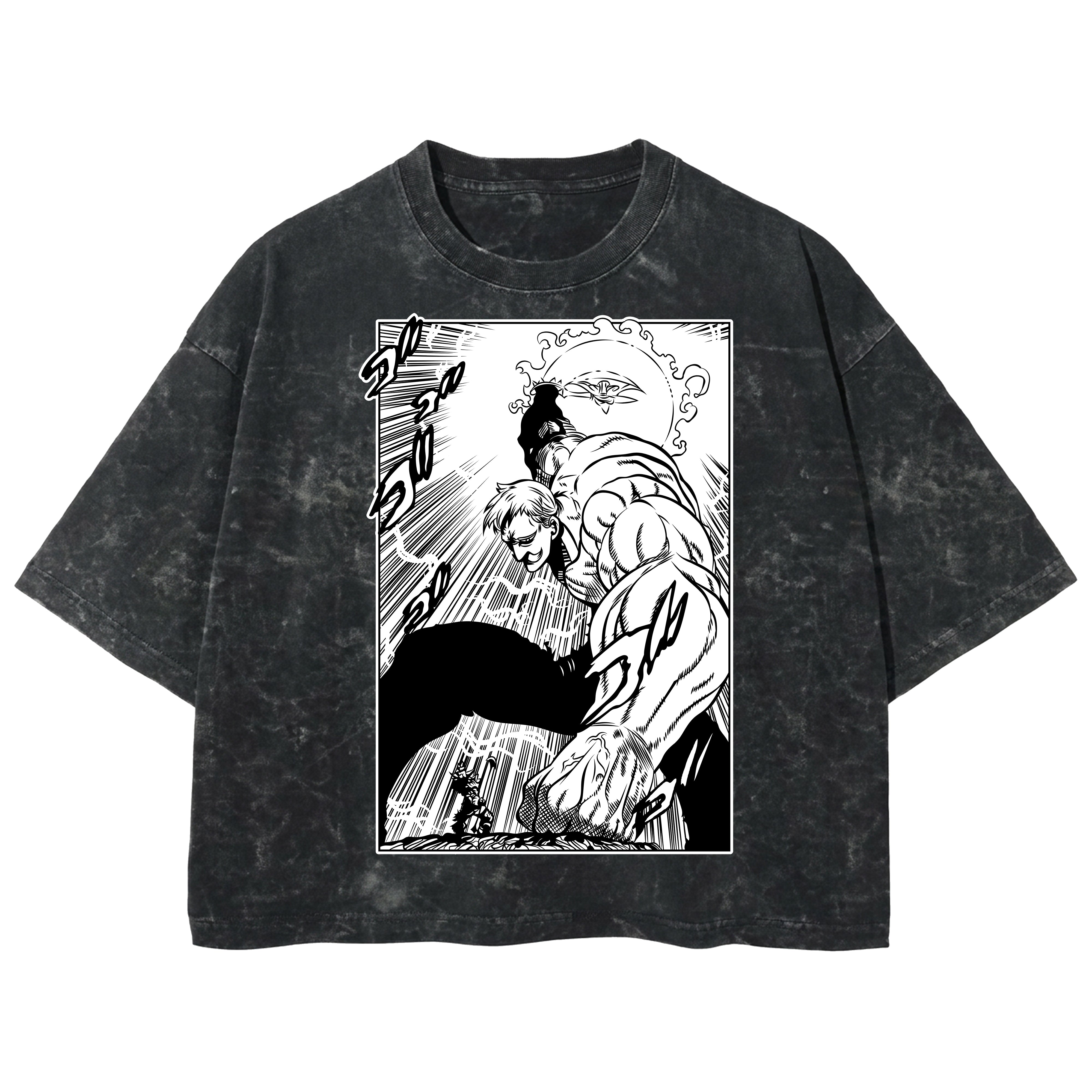 Playera streetwear premium de anime y gaming ExtraLife MX, corte boxy deluxe mineral wash heavyweight en color Acid Wash, moda urbana mexicana de culto.