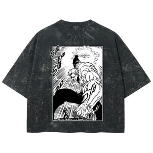 Playera streetwear premium de anime y gaming ExtraLife MX, corte boxy deluxe mineral wash heavyweight en color Acid Wash, moda urbana mexicana de culto.
