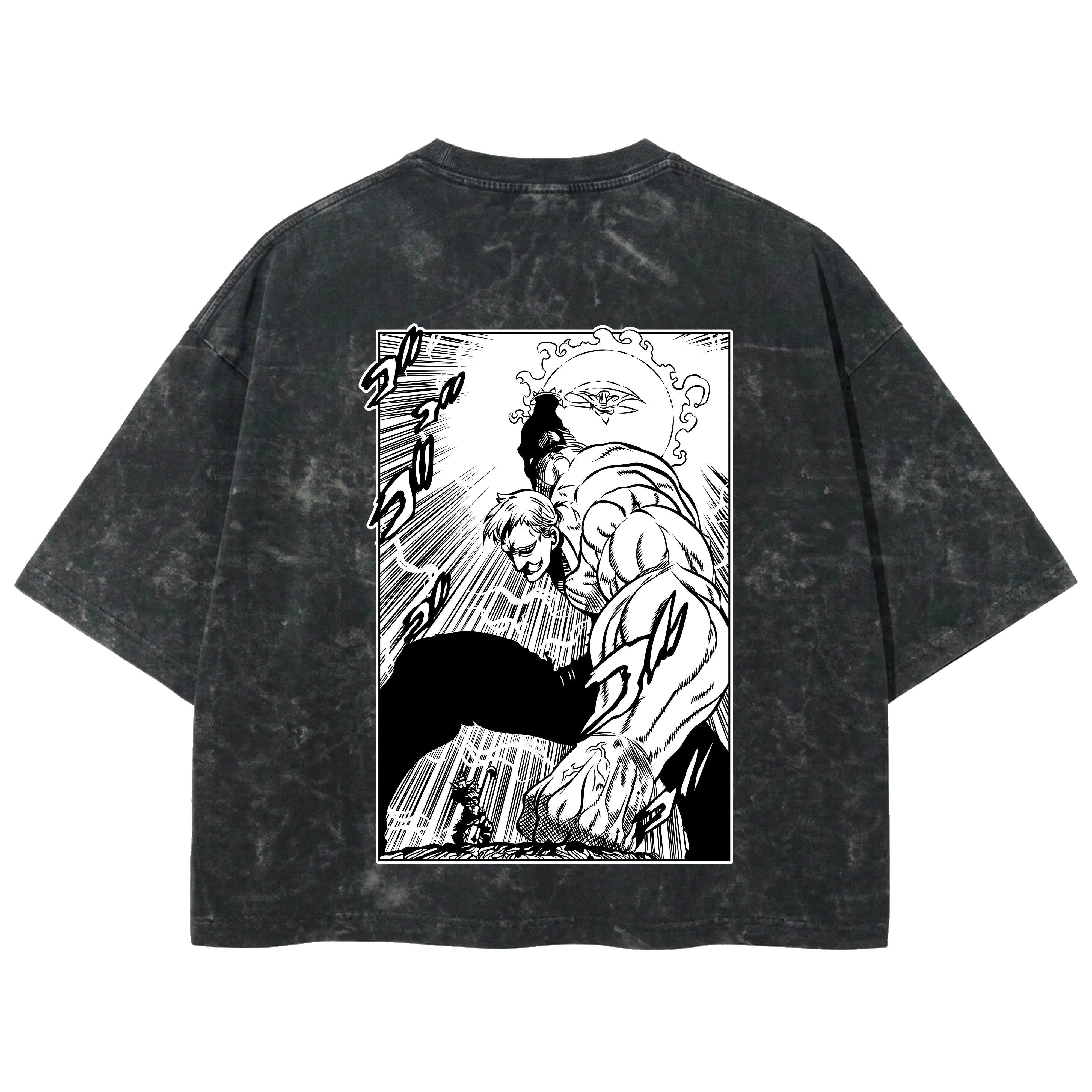 Playera streetwear premium de anime y gaming ExtraLife MX, corte boxy deluxe mineral wash heavyweight en color Acid Wash, moda urbana mexicana de culto.