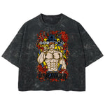 Playera streetwear premium de anime y gaming ExtraLife MX, corte boxy deluxe mineral wash heavyweight en color Acid Wash, moda urbana mexicana de culto.