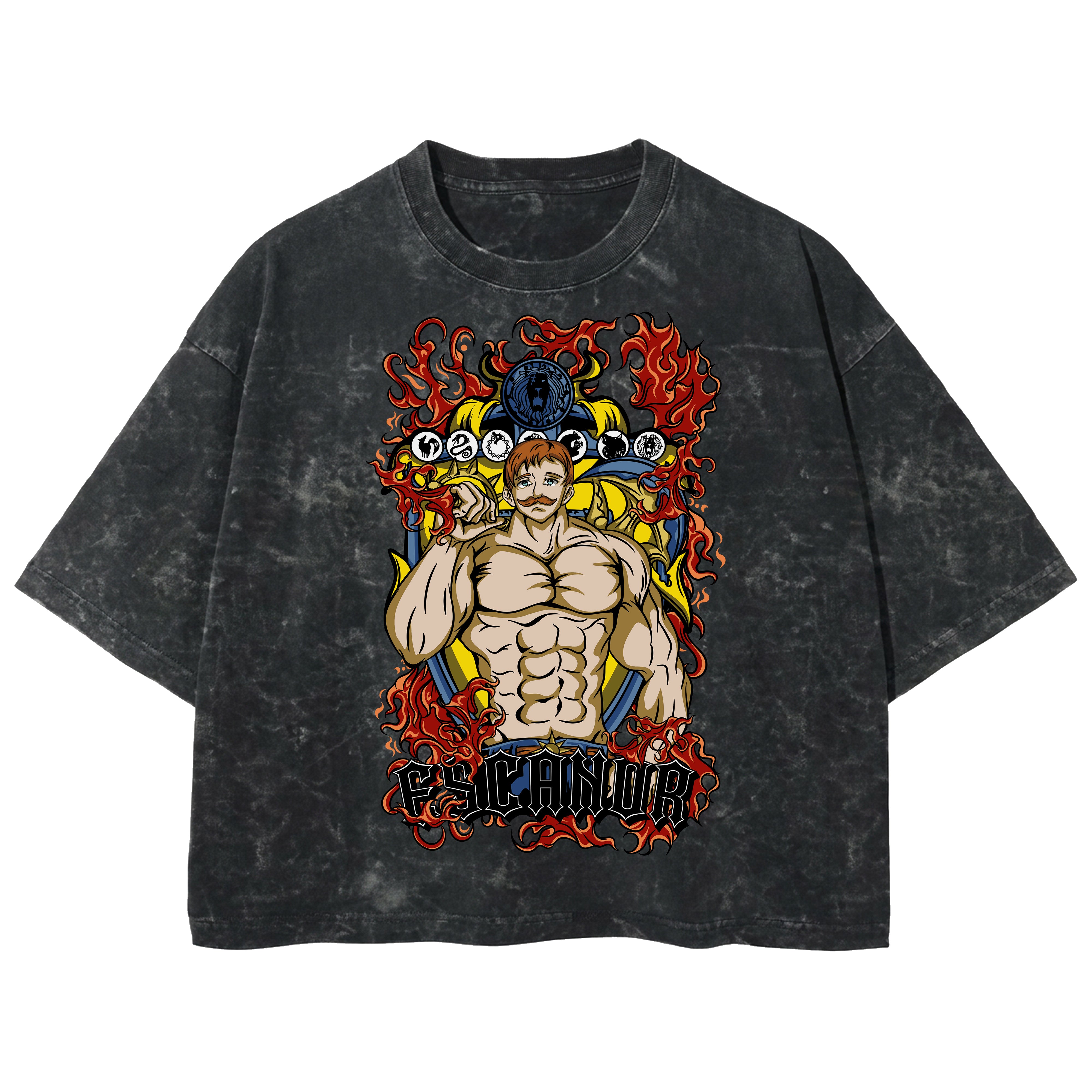 Playera streetwear premium de anime y gaming ExtraLife MX, corte boxy deluxe mineral wash heavyweight en color Acid Wash, moda urbana mexicana de culto.