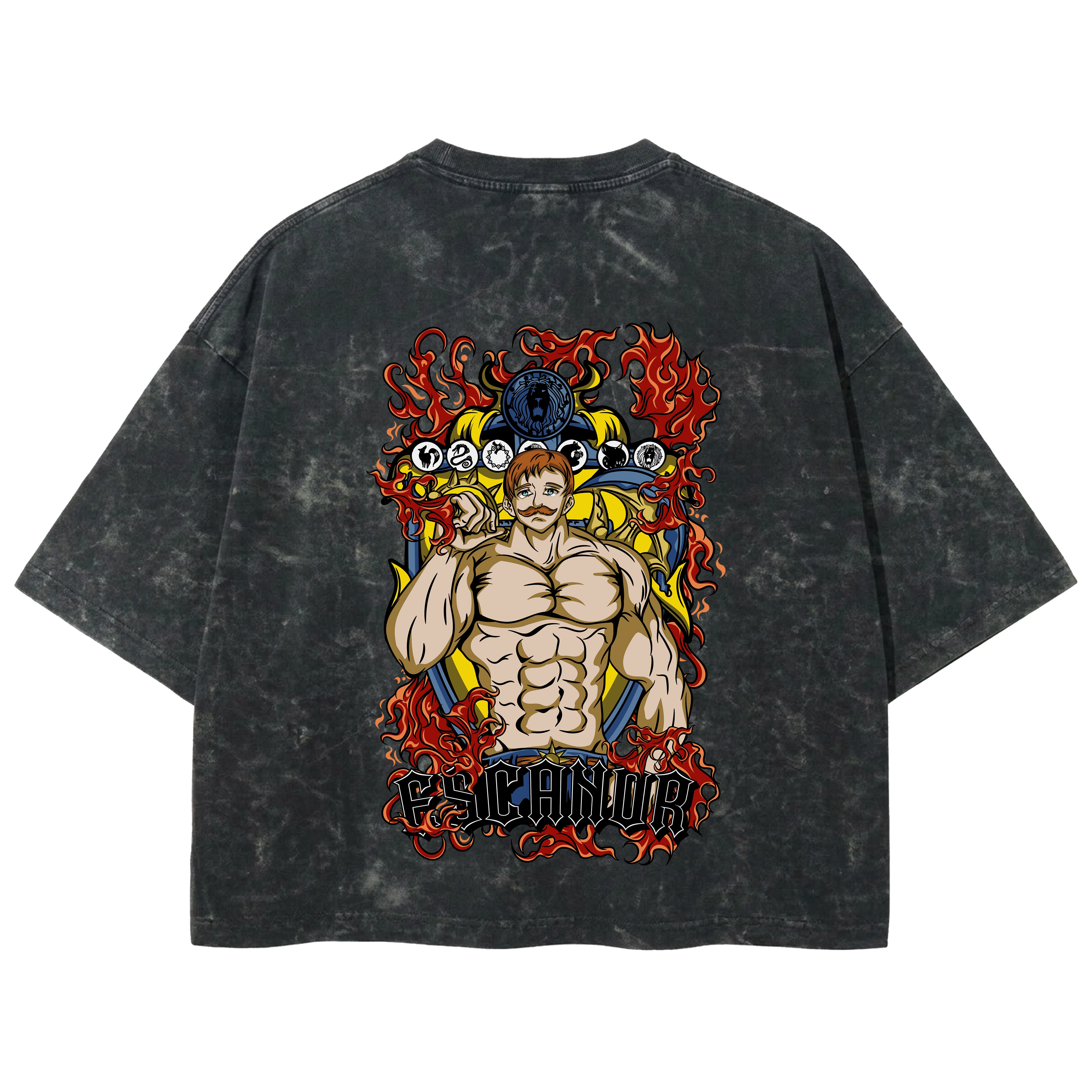 Playera streetwear premium de anime y gaming ExtraLife MX, corte boxy deluxe mineral wash heavyweight en color Acid Wash, moda urbana mexicana de culto.