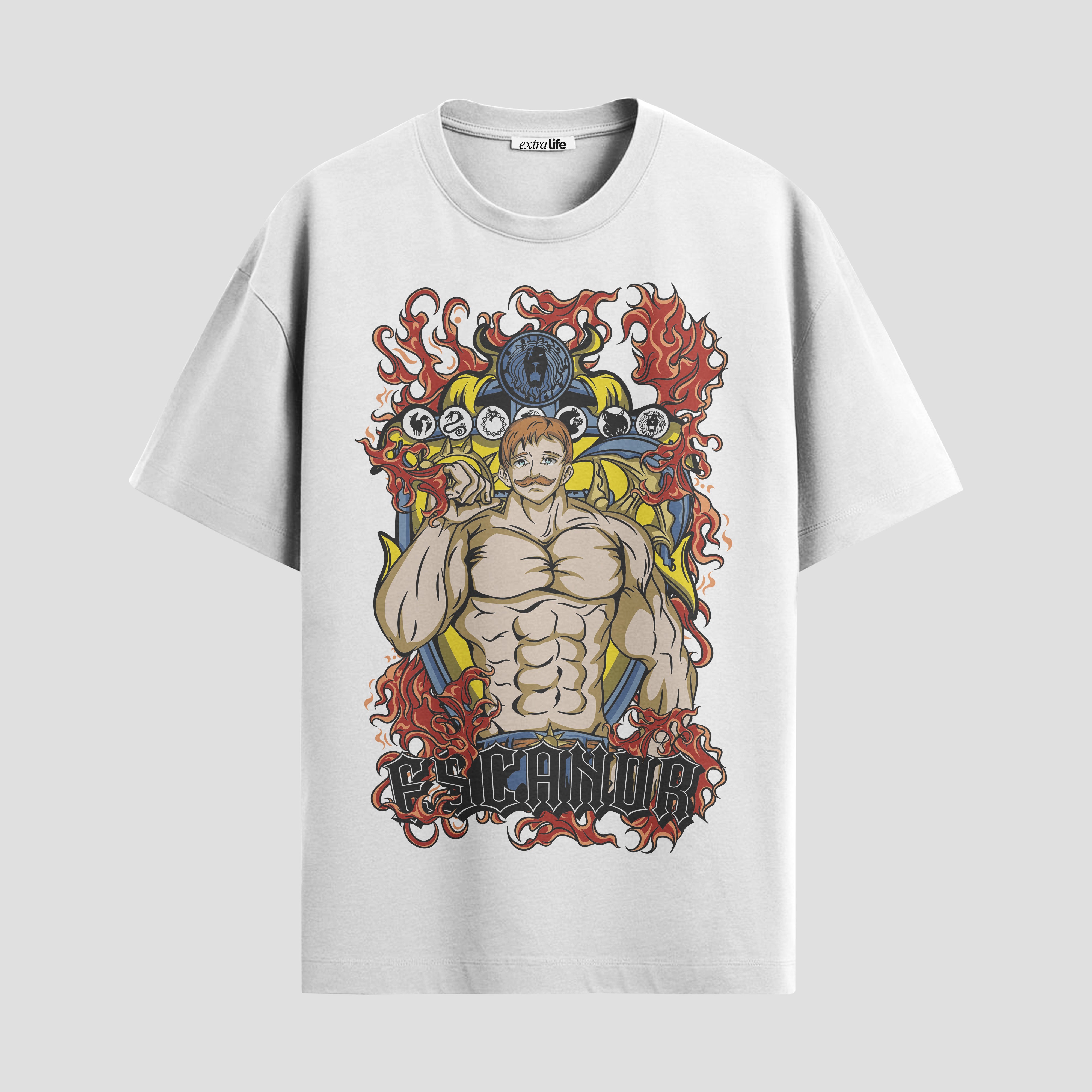 Playera urbana de anime y gaming ExtraLife MX, corte Standard Fit unisex ligero y transpirable en color Deep Black y Pure White, ropa de uso diario para gym y casual.