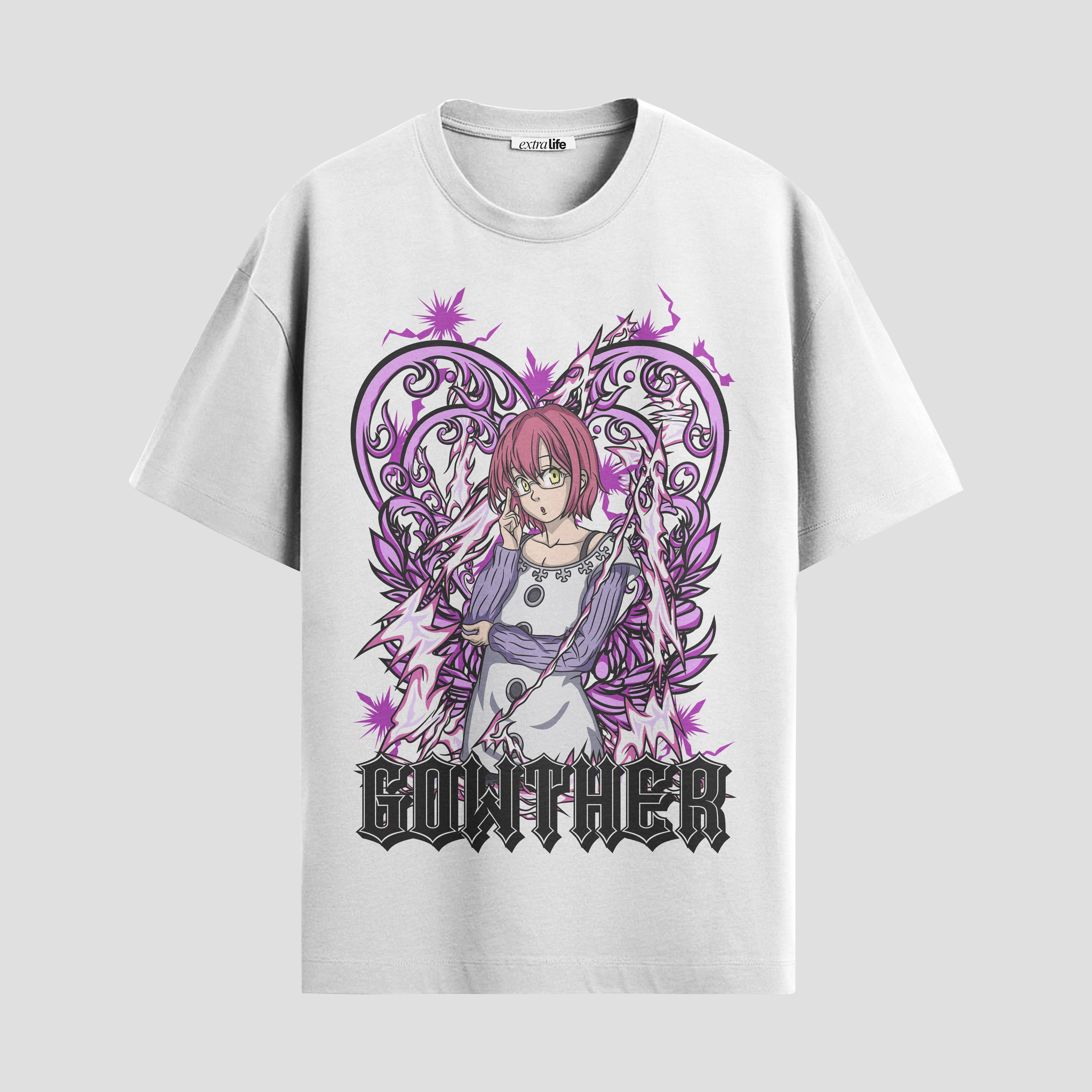 Playera urbana de anime y gaming ExtraLife MX, corte Standard Fit unisex ligero y transpirable en color Deep Black y Pure White, ropa de uso diario para gym y casual.