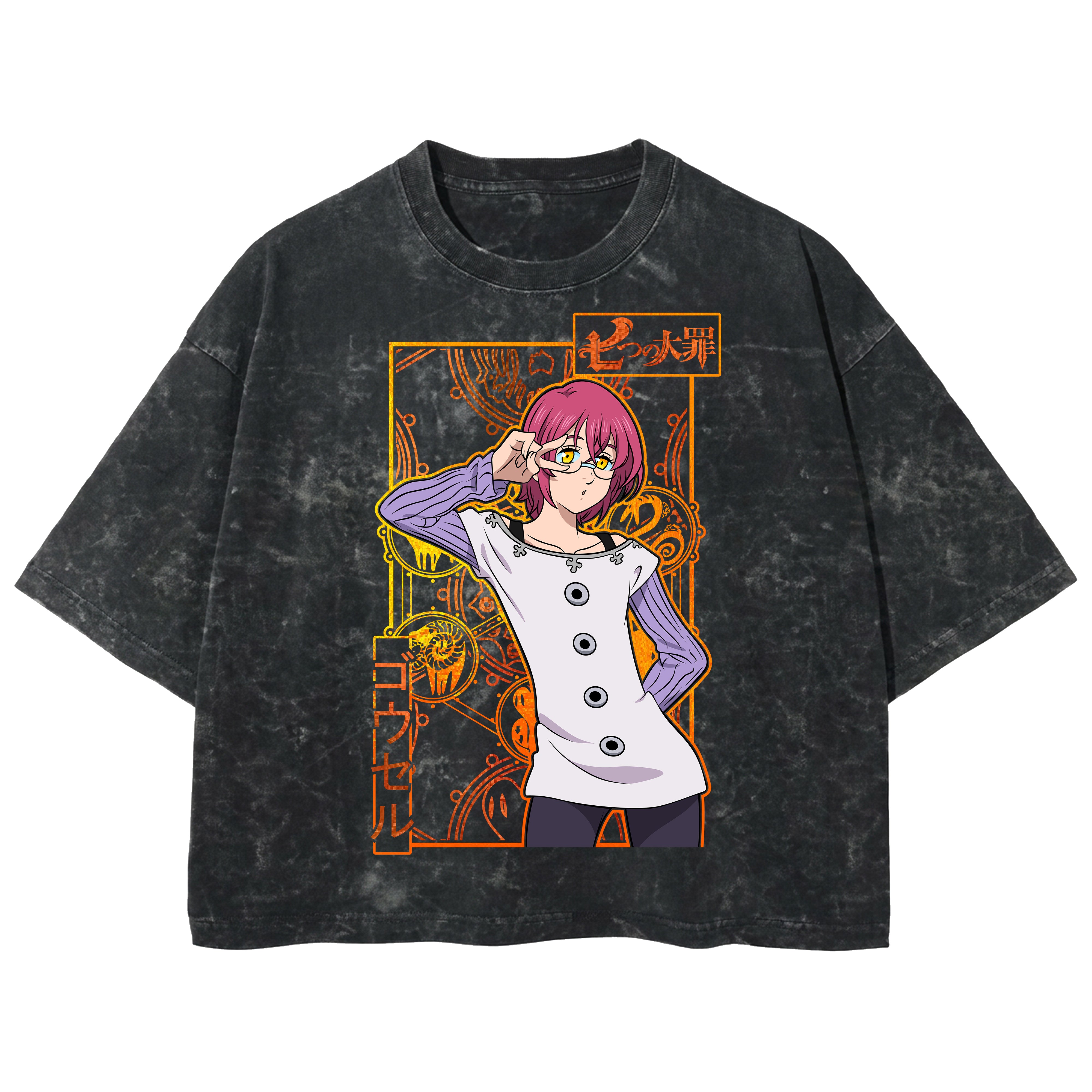 Playera streetwear premium de anime y gaming ExtraLife MX, corte boxy deluxe mineral wash heavyweight en color Acid Wash, moda urbana mexicana de culto.