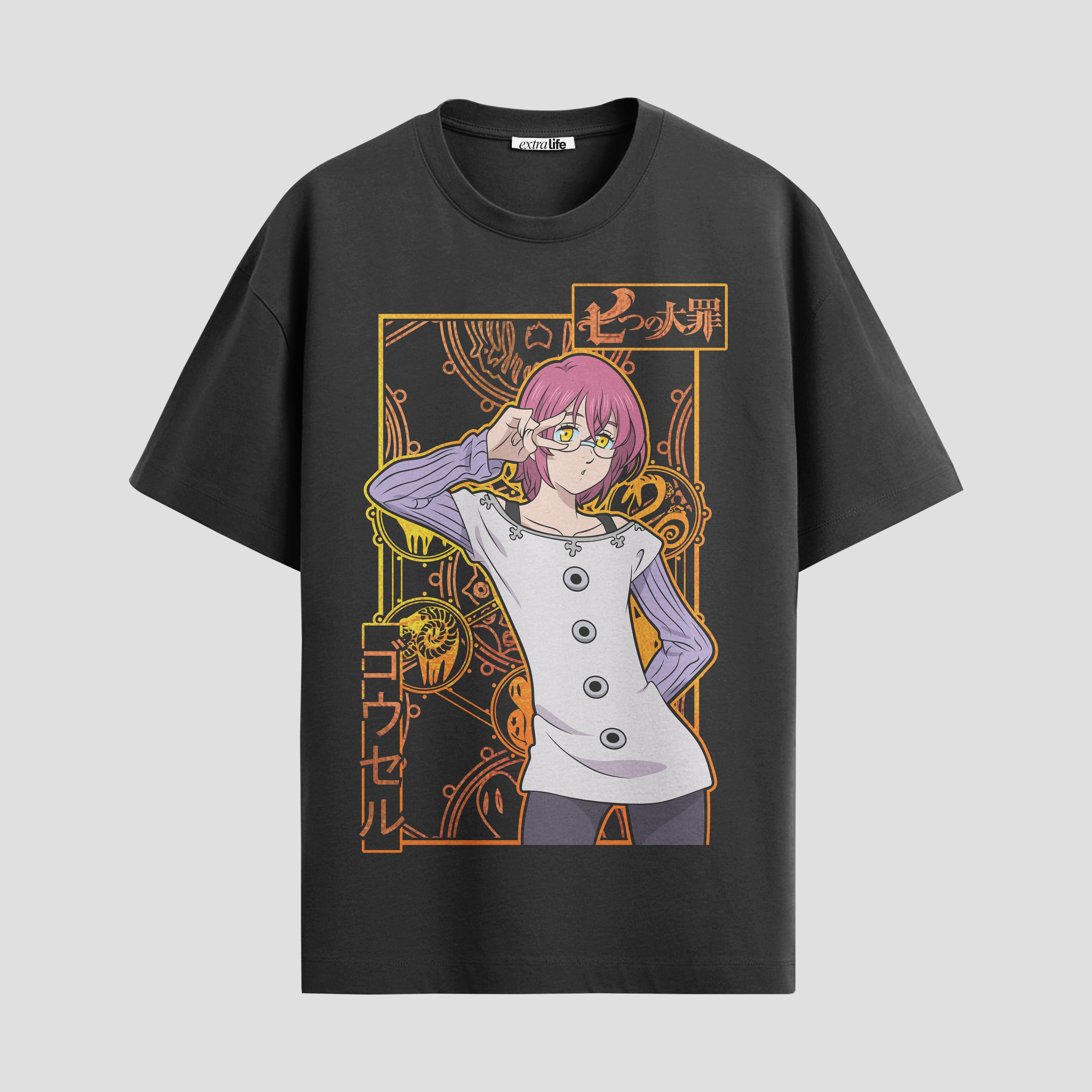 Playera urbana de anime y gaming ExtraLife MX, corte Standard Fit unisex ligero y transpirable en color Deep Black y Pure White, ropa de uso diario para gym y casual.