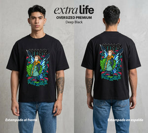 Los Siete Pecados | El Rey de las Hadas #03960 - Playera Oversized Premium | Deep Black - Foto en modelo