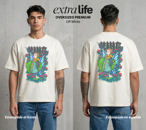 Los Siete Pecados | El Rey de las Hadas #03960 - Playera Oversized Premium | Off White - Foto en modelo