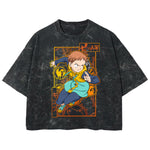 Playera streetwear premium de anime y gaming ExtraLife MX, corte boxy deluxe mineral wash heavyweight en color Acid Wash, moda urbana mexicana de culto.
