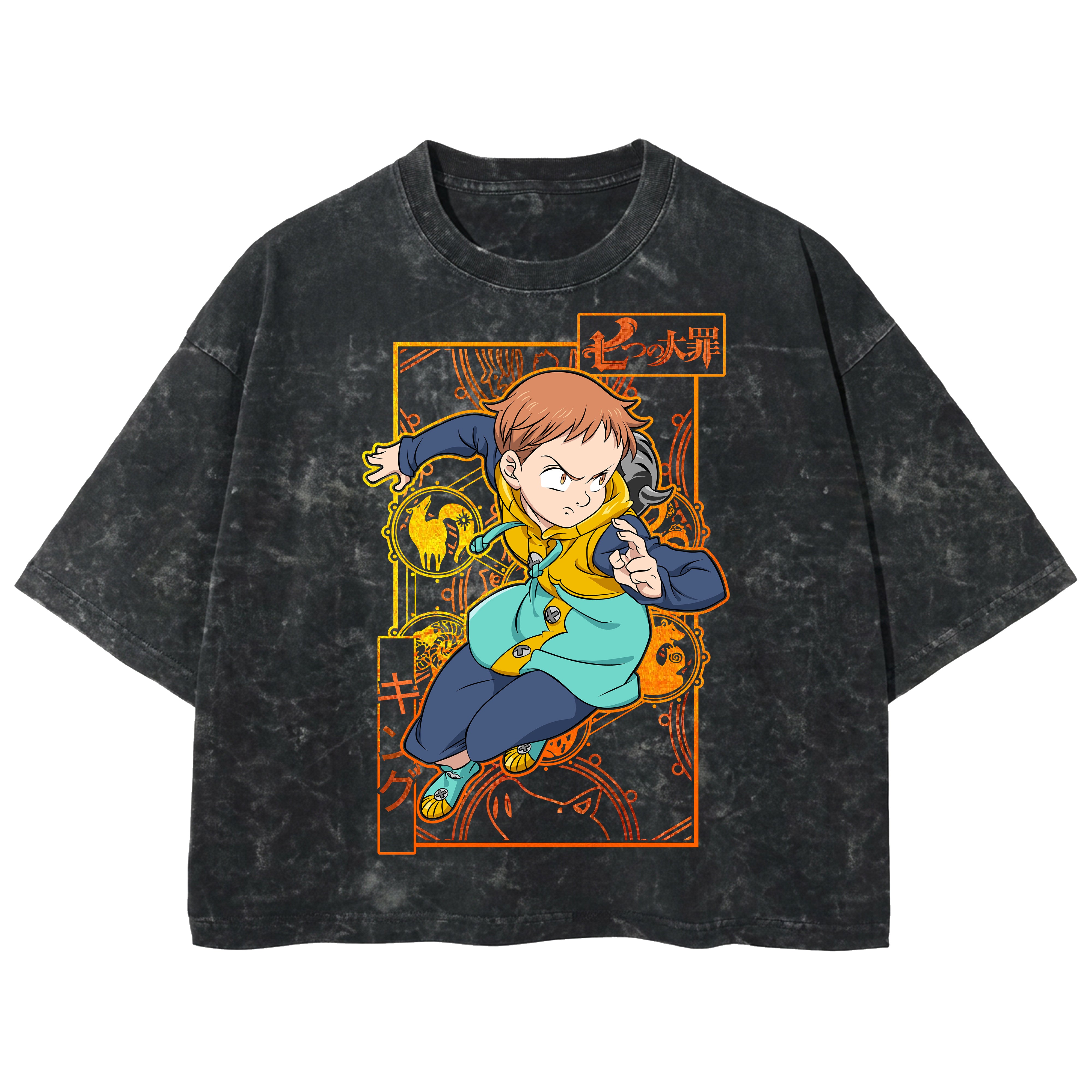 Playera streetwear premium de anime y gaming ExtraLife MX, corte boxy deluxe mineral wash heavyweight en color Acid Wash, moda urbana mexicana de culto.