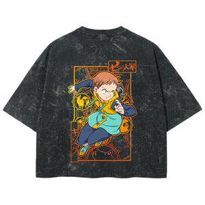 Playera streetwear premium de anime y gaming ExtraLife MX, corte boxy deluxe mineral wash heavyweight en color Acid Wash, moda urbana mexicana de culto.