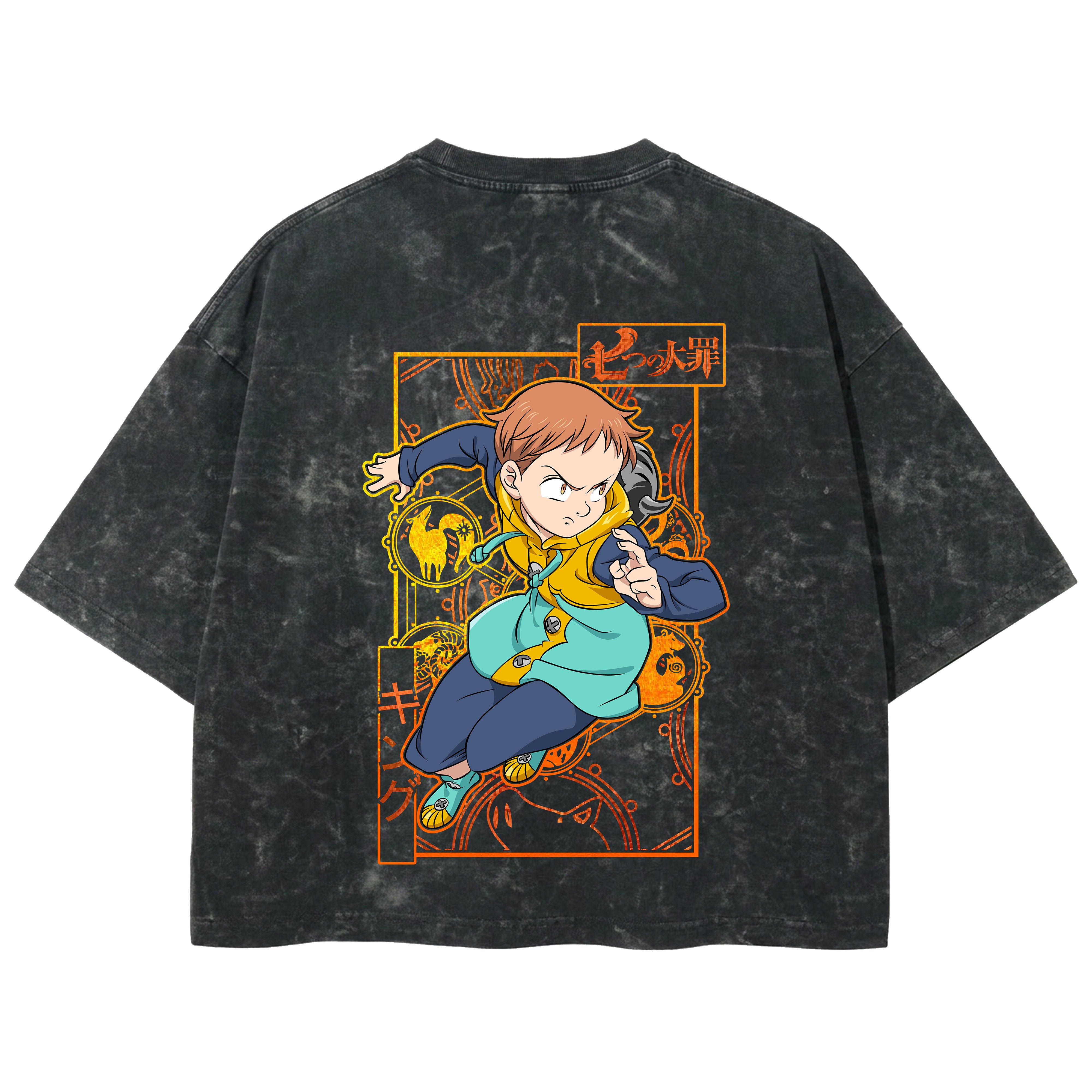 Playera streetwear premium de anime y gaming ExtraLife MX, corte boxy deluxe mineral wash heavyweight en color Acid Wash, moda urbana mexicana de culto.