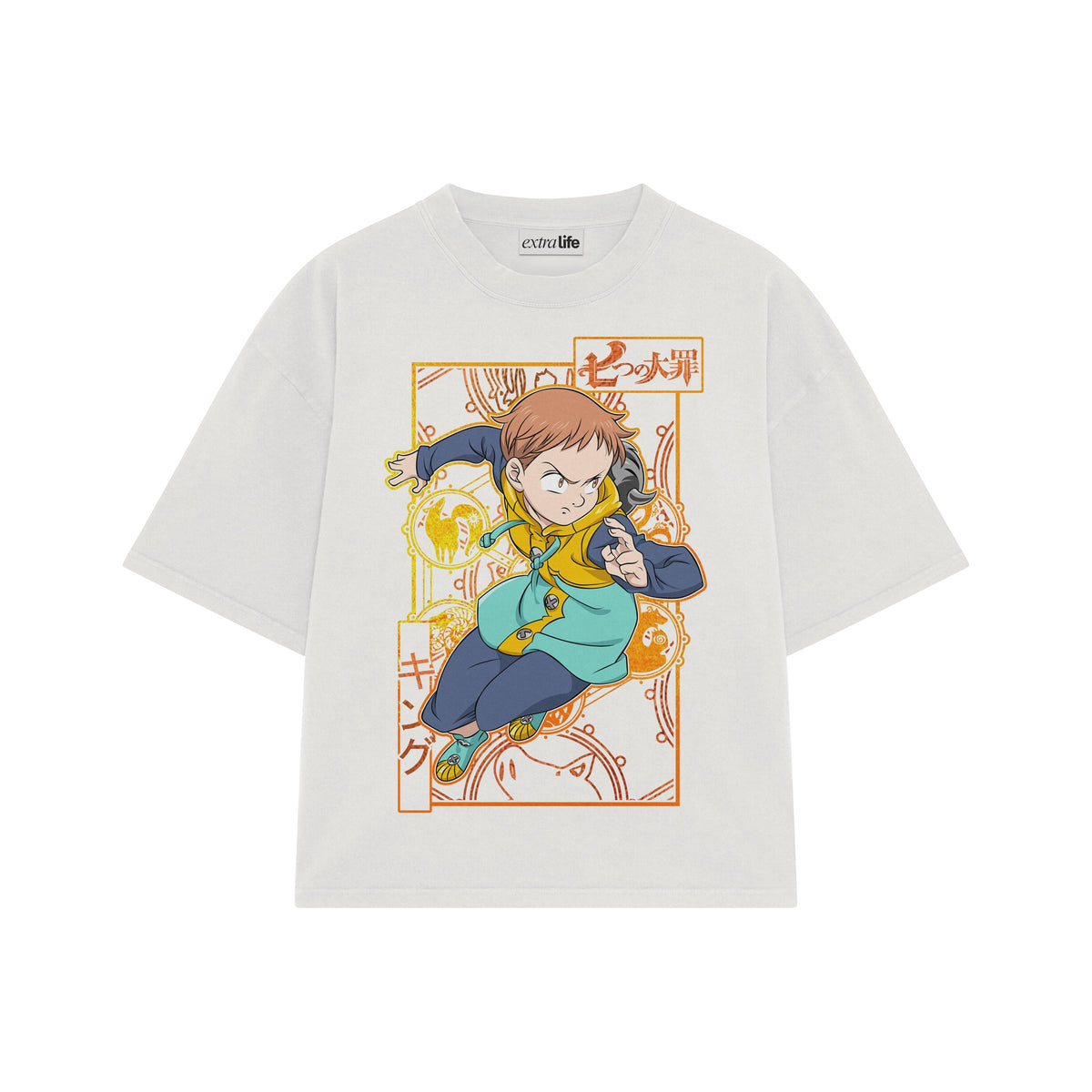 Playera streetwear premium de anime y gaming ExtraLife MX, corte oversized drop shoulder ligero y fresco en color Deep Black y Off-White, moda urbana mexicana de culto.
