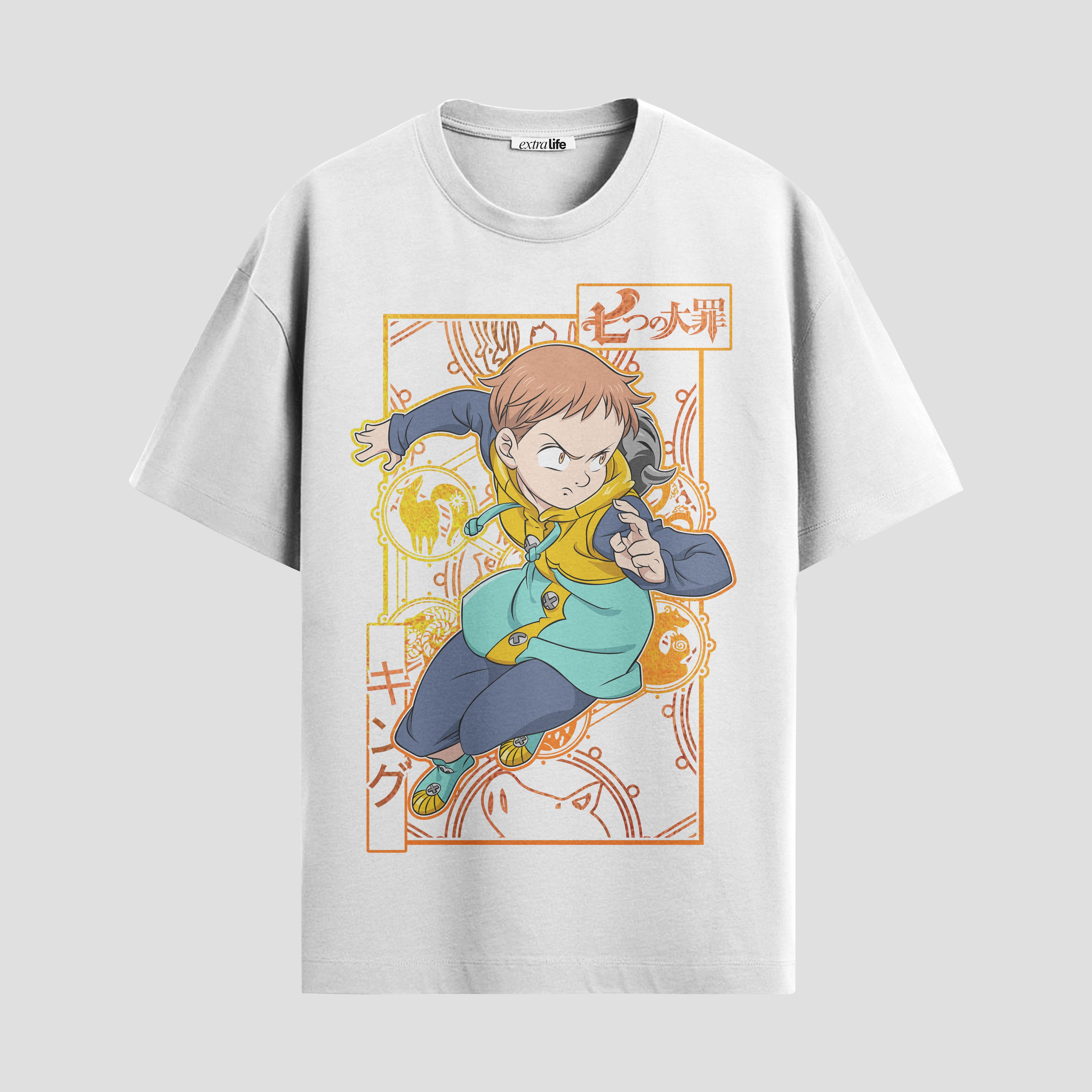 Playera urbana de anime y gaming ExtraLife MX, corte Standard Fit unisex ligero y transpirable en color Deep Black y Pure White, ropa de uso diario para gym y casual.