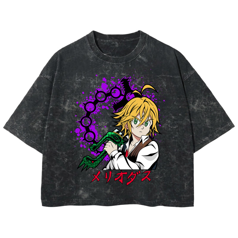 Playera streetwear premium de anime y gaming ExtraLife MX, corte boxy deluxe mineral wash heavyweight en color Acid Wash, moda urbana mexicana de culto.