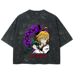 Playera streetwear premium de anime y gaming ExtraLife MX, corte boxy deluxe mineral wash heavyweight en color Acid Wash, moda urbana mexicana de culto.