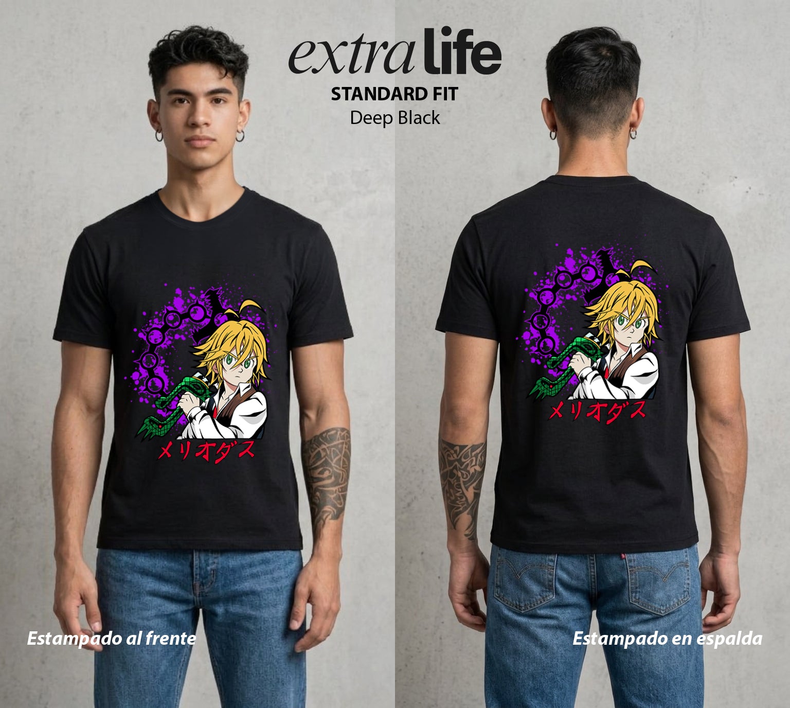 Los Siete Pecados | El Lider del Bien #03963 - Playera Standard Fit | Deep Black - Foto en modelo